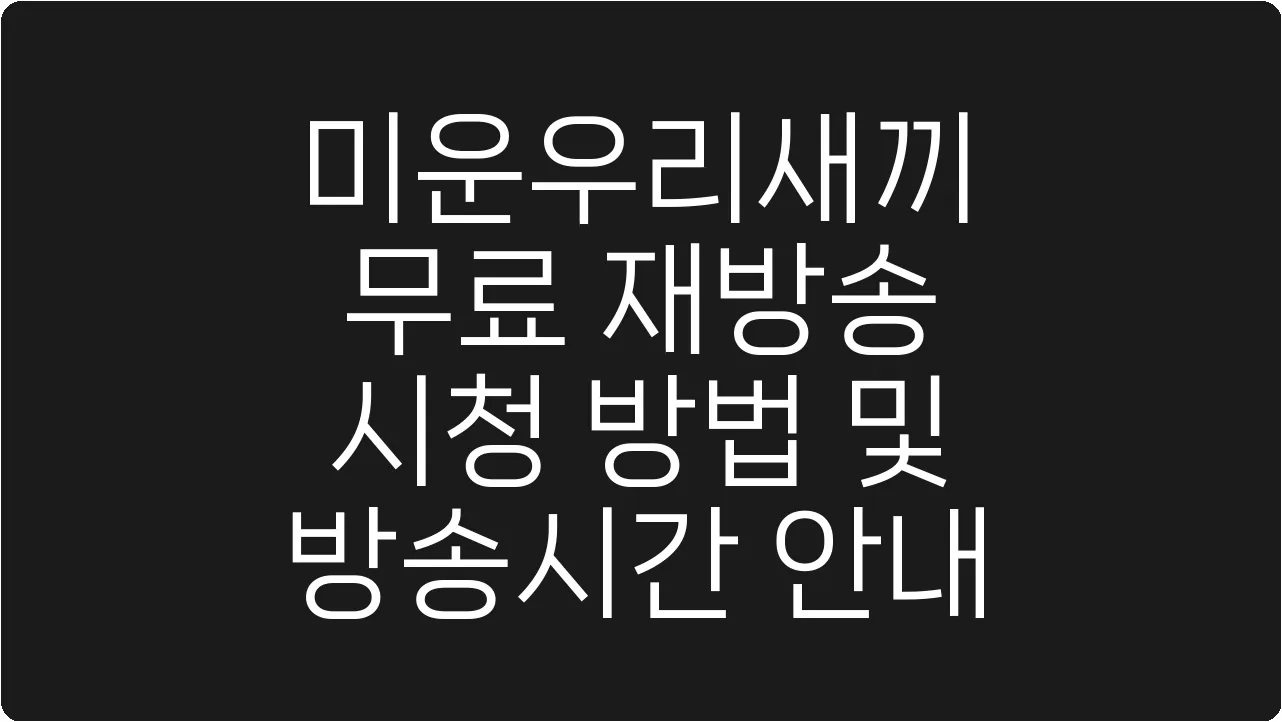 미운우리새끼 무료 재방송 시청 방법 및 방송시간 안내