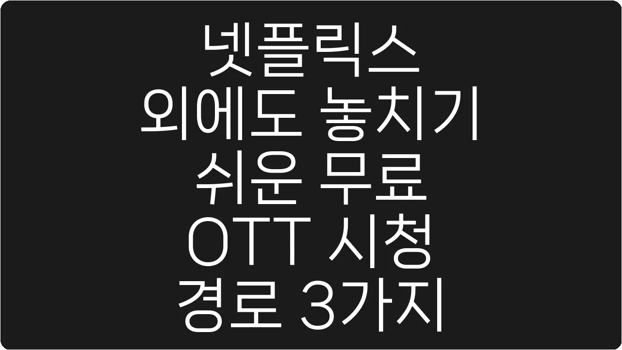 넷플릭스 외에도 놓치기 쉬운 무료 OTT 시청 경로 3가지