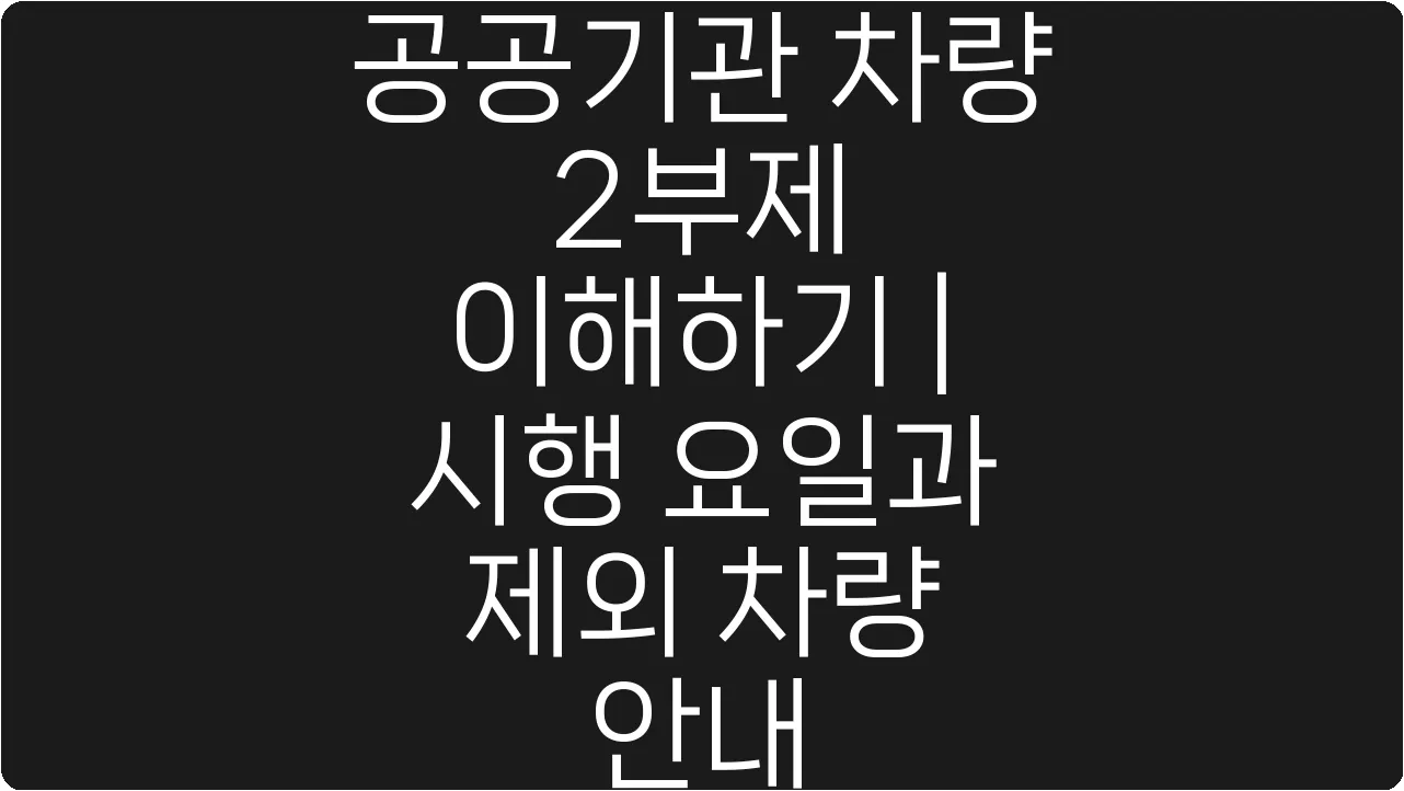 공공기관 차량 2부제 이해하기 | 시행 요일과 제외 차량 안내