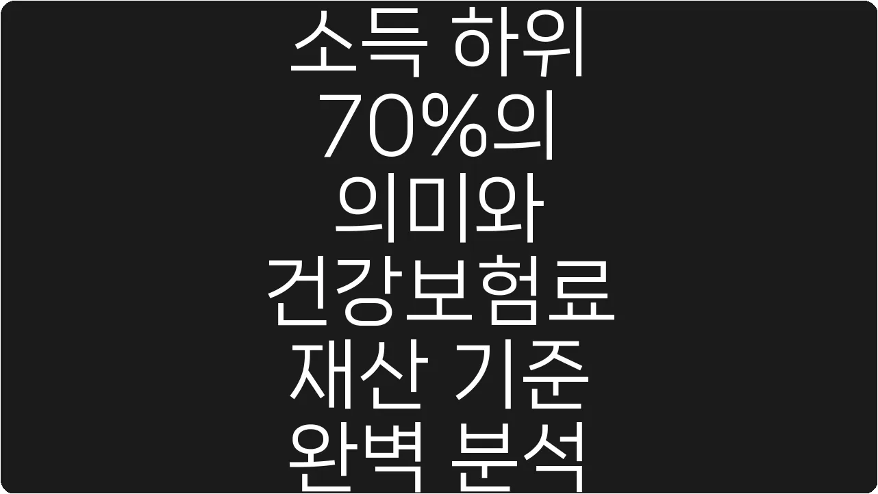 소득 하위 70%의 의미와 건강보험료 재산 기준 완벽 분석