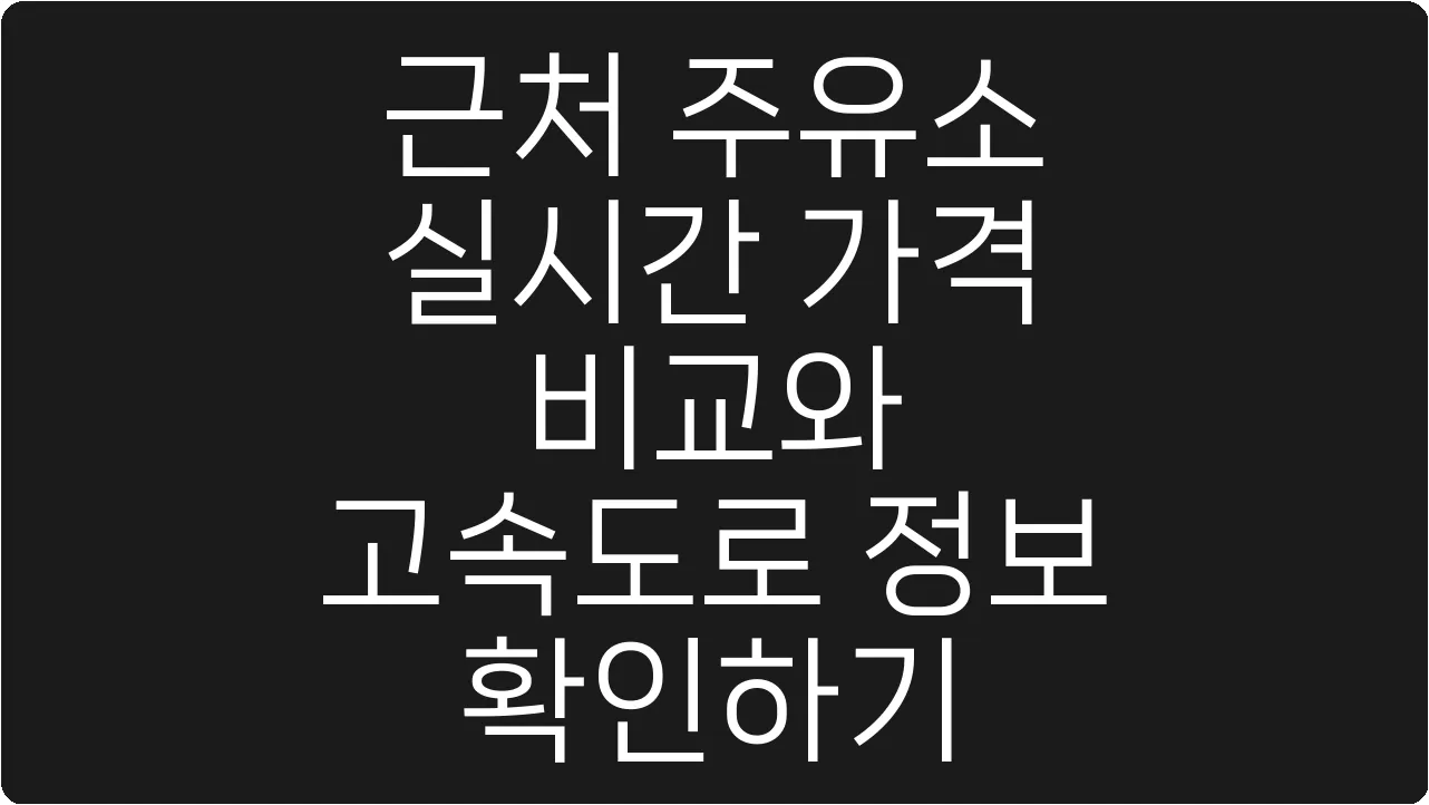 근처 주유소 실시간 가격 비교와 고속도로 정보 확인하기