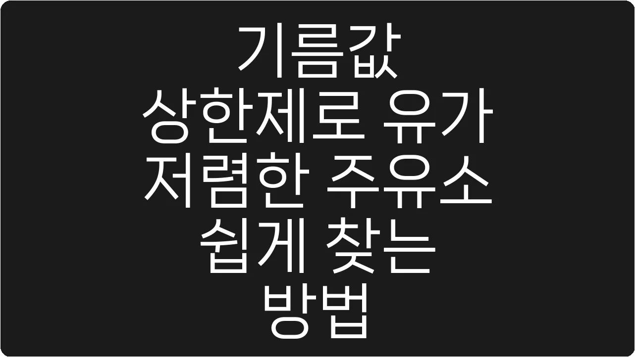 기름값 상한제로 유가 저렴한 주유소 쉽게 찾는 방법