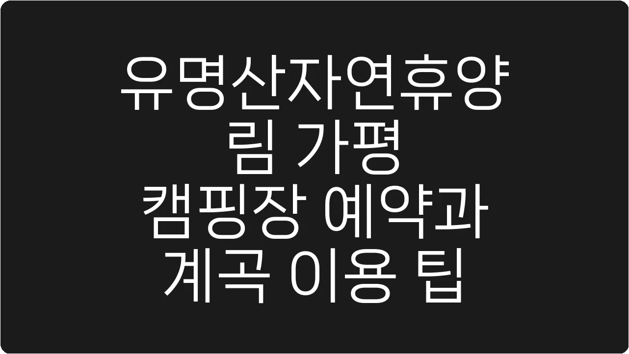 유명산자연휴양림 가평 캠핑장 예약과 계곡 이용 팁