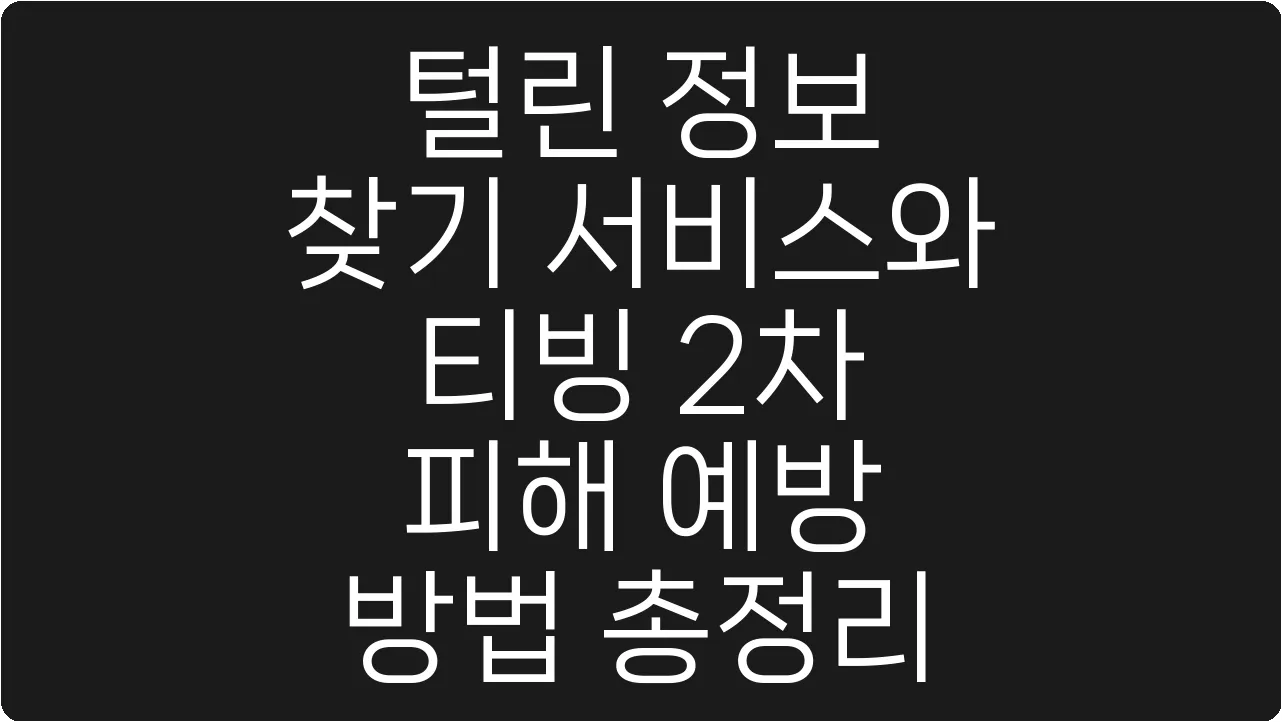 털린 정보 찾기 서비스와 티빙 2차 피해 예방 방법 총정리