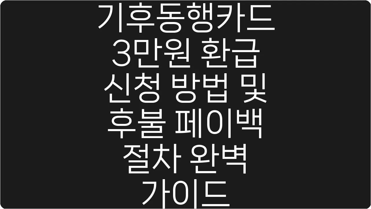 기후동행카드 3만원 환급 신청 방법 및 후불 페이백 절차 완벽 가이드